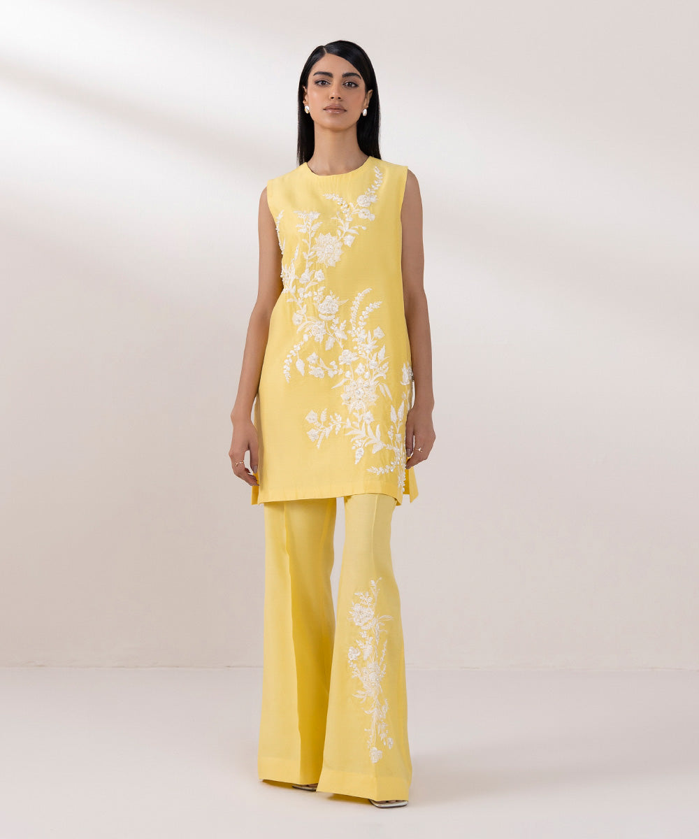 2 Piece - Embroidered Cotton Net Suit
