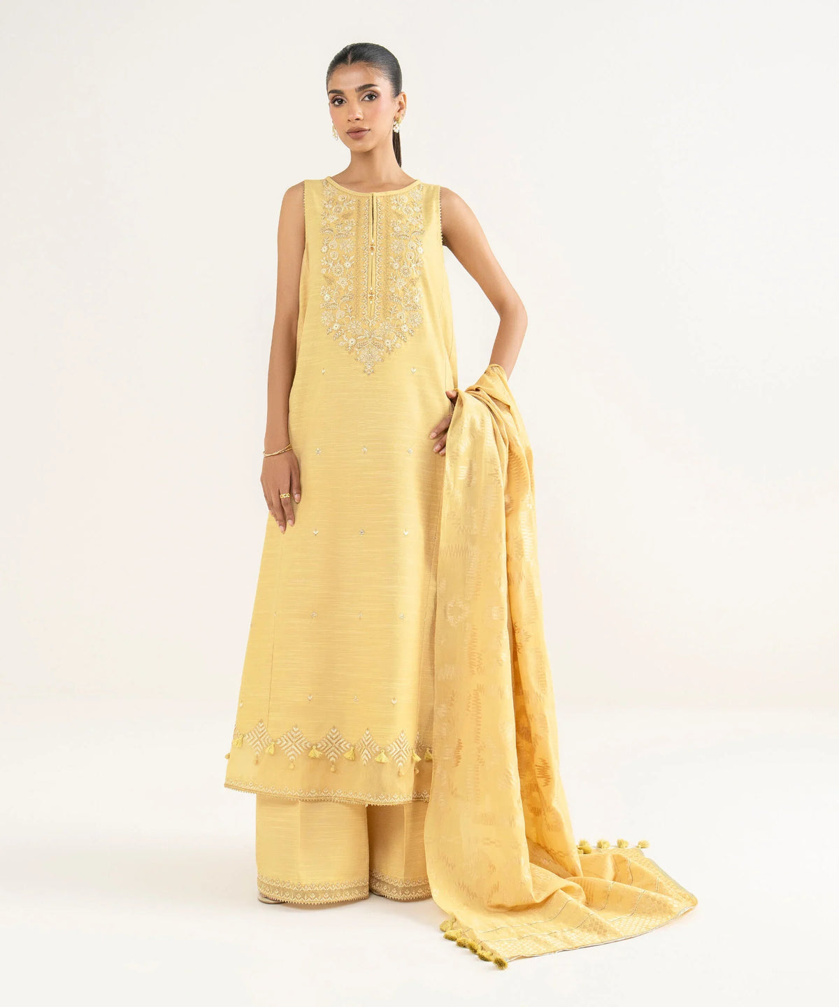 3 Piece - Embroidered Zari Khaddar Suit