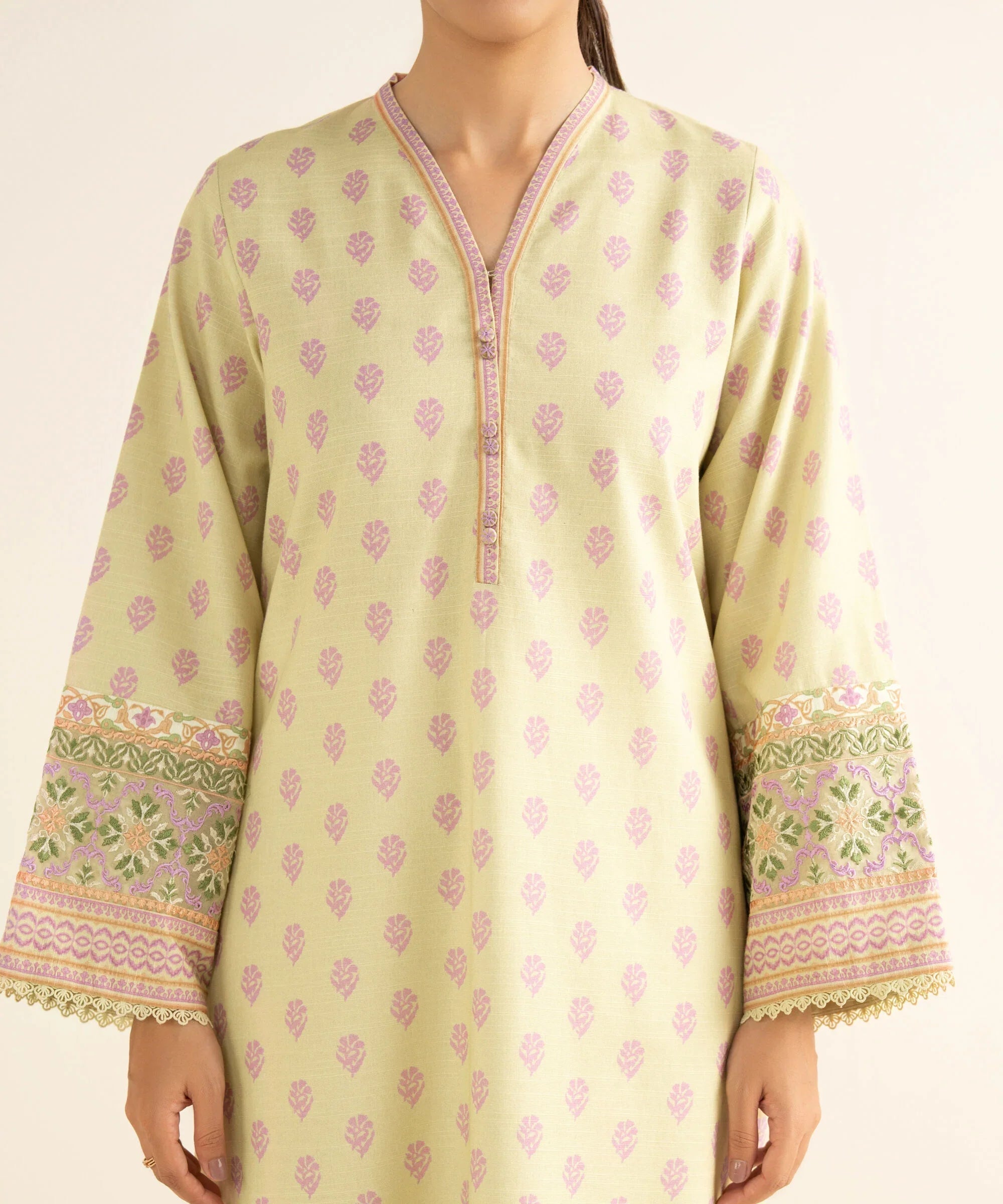 2 Piece - Embroidered Light Khaddar Suit