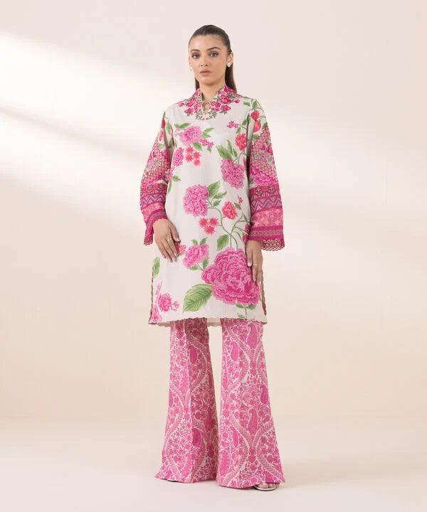 2 Piece - Embroidered Silk Suit