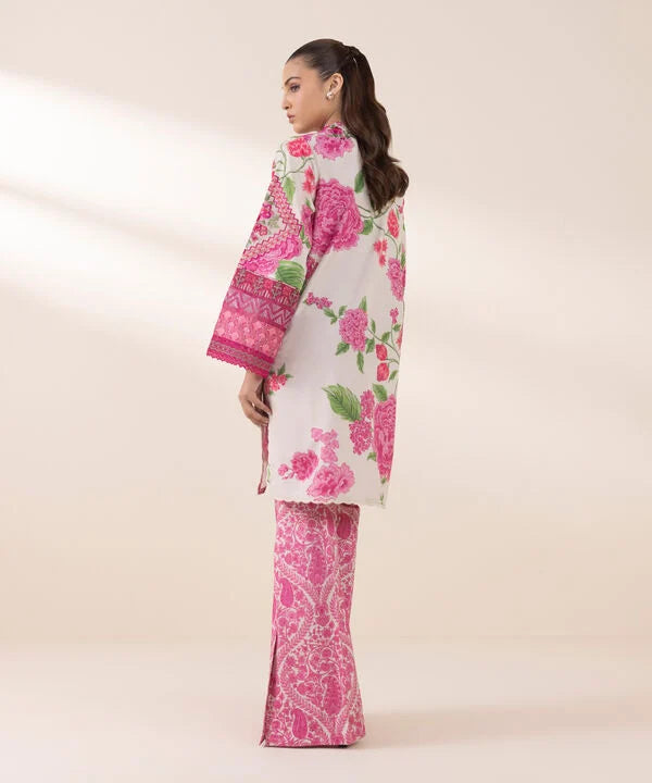 2 Piece - Embroidered Silk Suit
