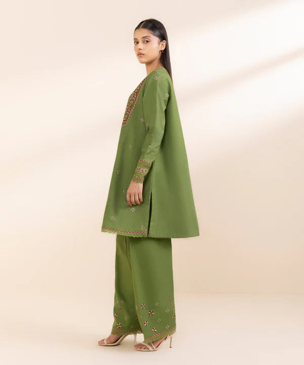 2 Piece - Embroidered Zari Khaddar Suit