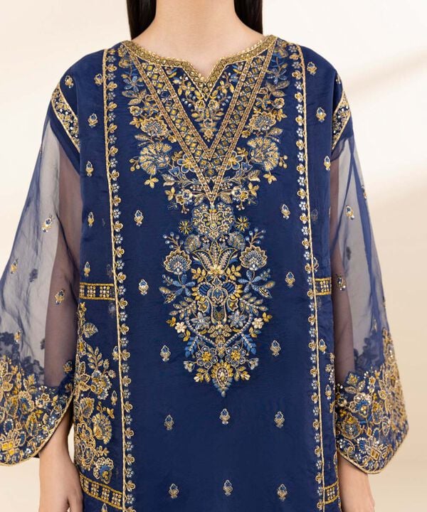 3 Piece - Embroidered Organza Suit