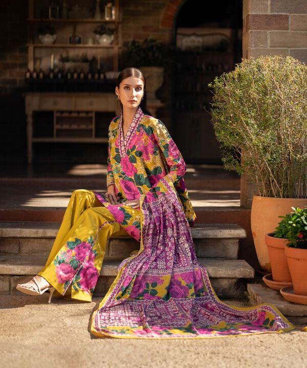 3 Piece - Printed Cotton Suit