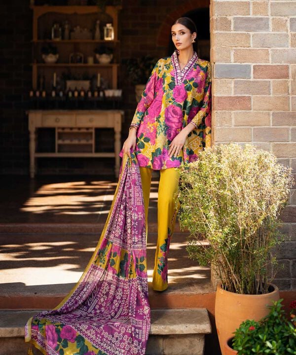 3 Piece - Printed Cotton Suit