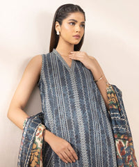 3 Piece - Printed Zari Lawn Suit