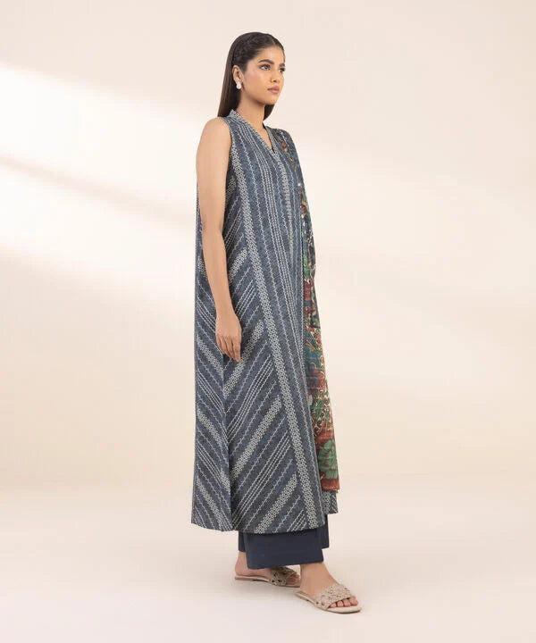 3 Piece - Printed Zari Lawn Suit