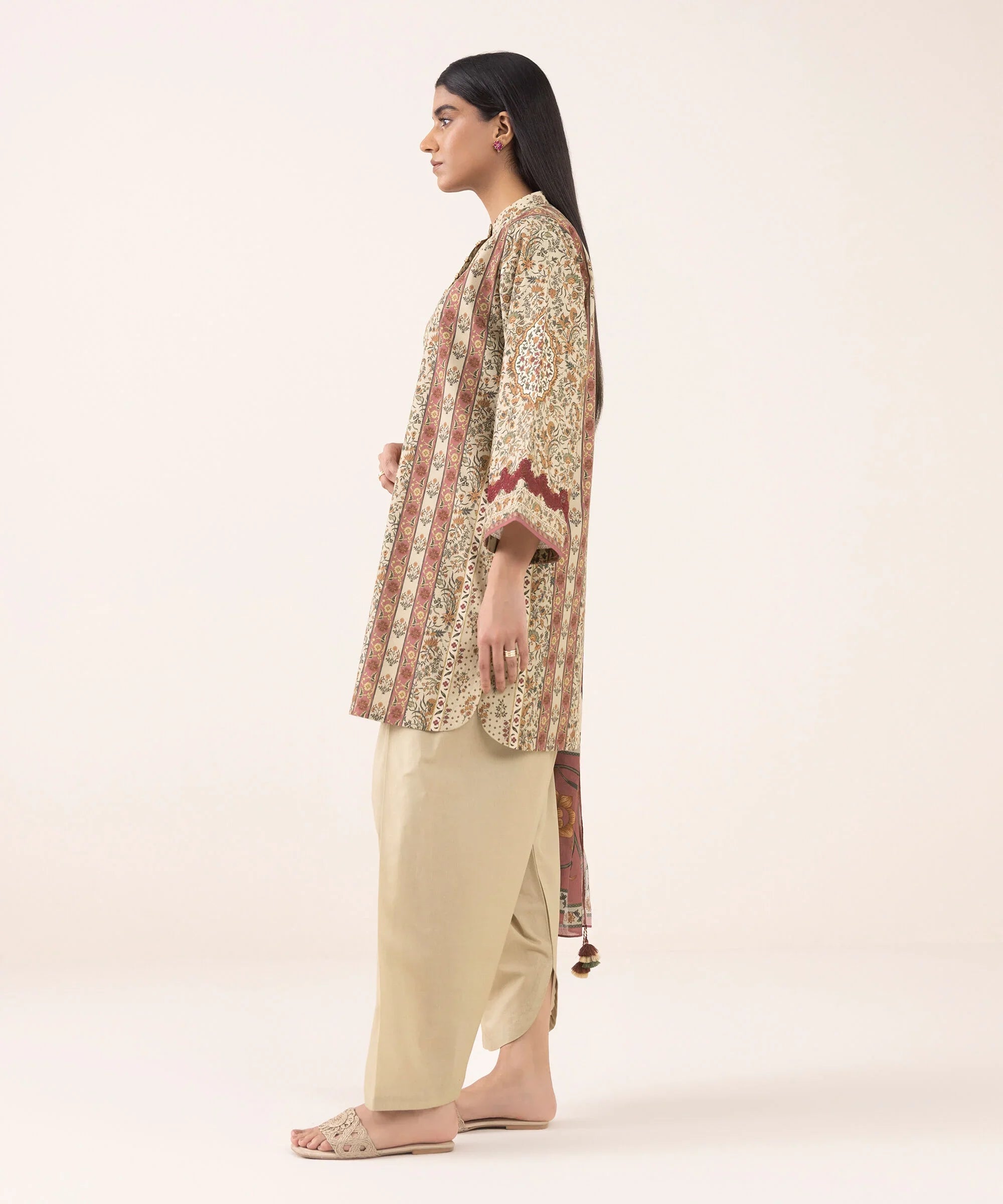 3 Piece - Printed Cotton Suit