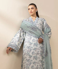 3 Piece - Embroidered Cotton Satin Suit