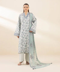3 Piece - Embroidered Cotton Satin Suit