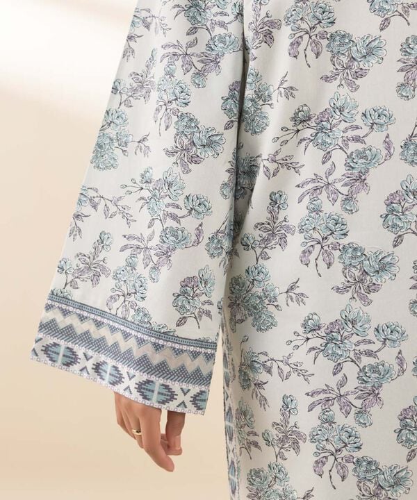 3 Piece - Embroidered Cotton Satin Suit