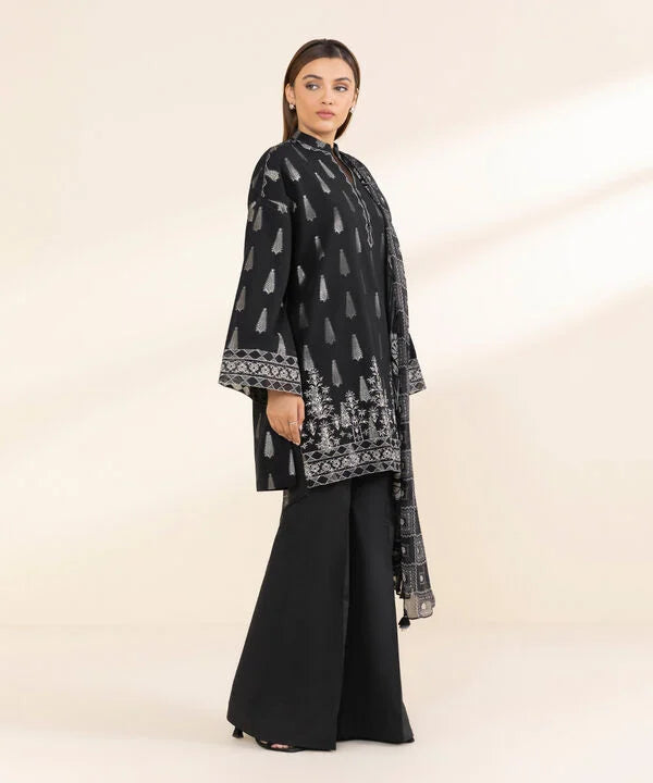 3 Piece - Embroidered Jacquard Suit