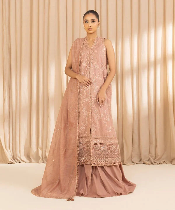 3 Piece - Embroidered Cotton Suit