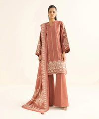 3 Piece - Embroidered Light Khaddar Suit