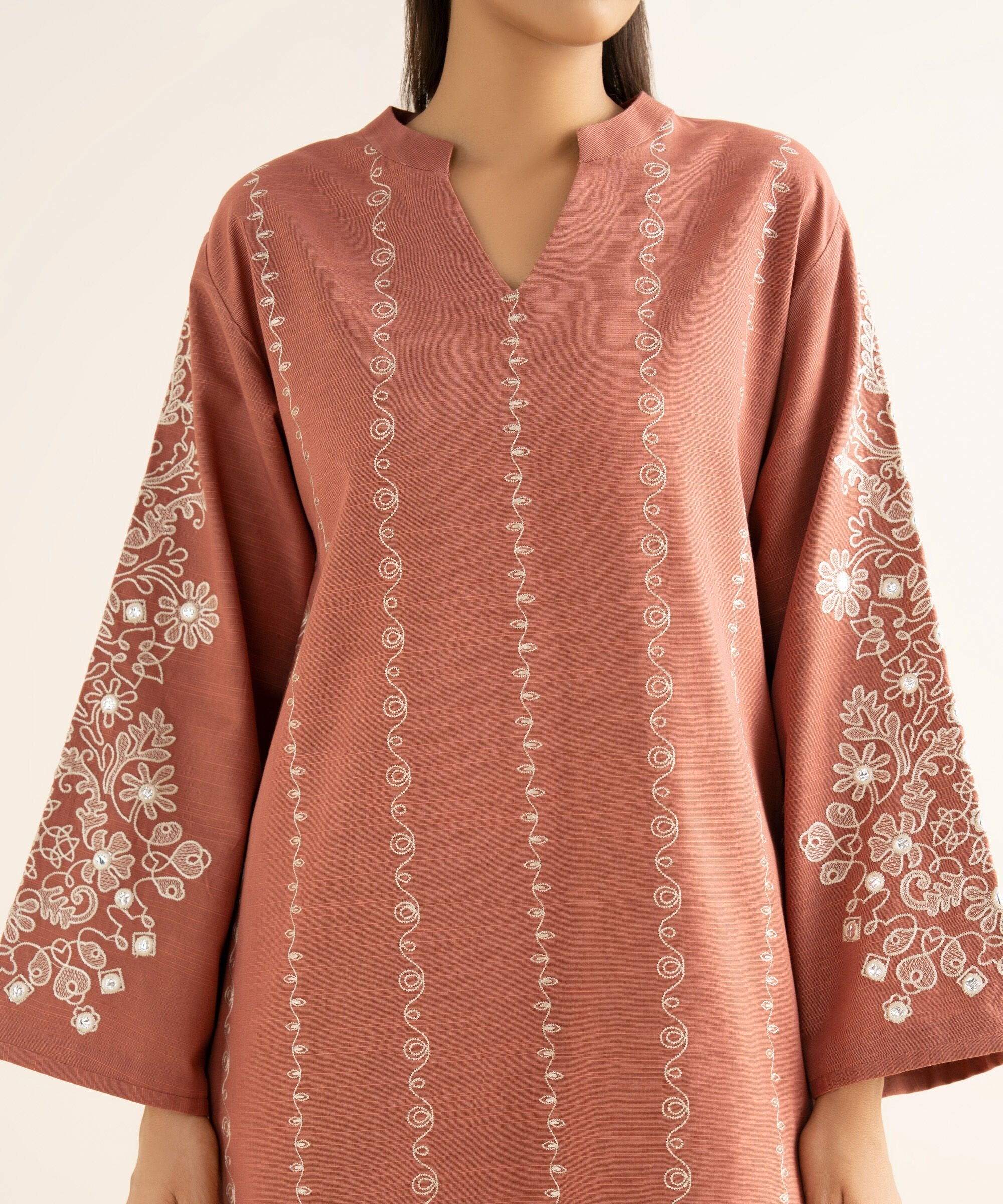 3 Piece - Embroidered Light Khaddar Suit