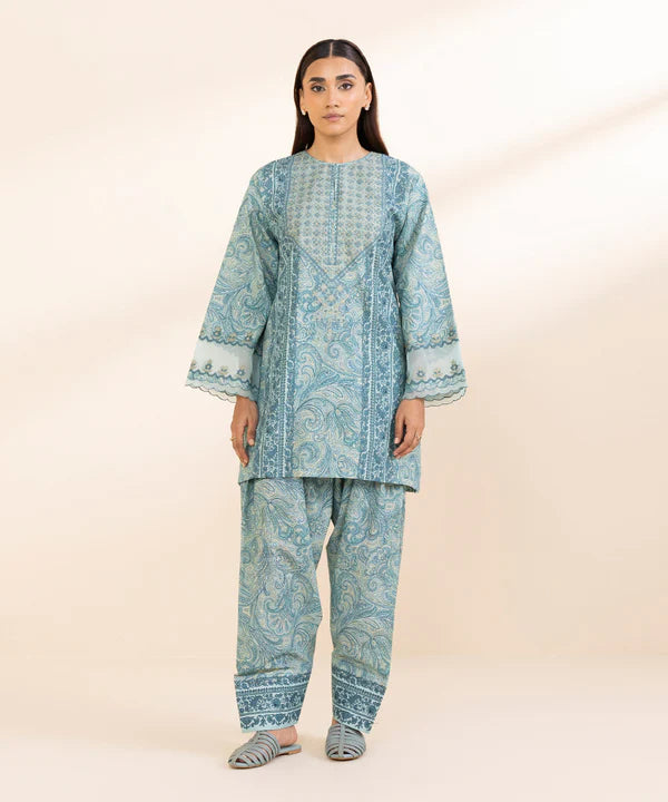 2 Piece - Embroidered Light Khaddar Suit