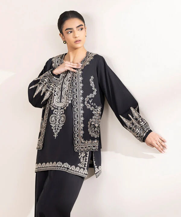 Embroidered Front Open Jacket