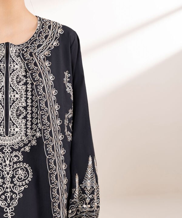Embroidered Front Open Jacket