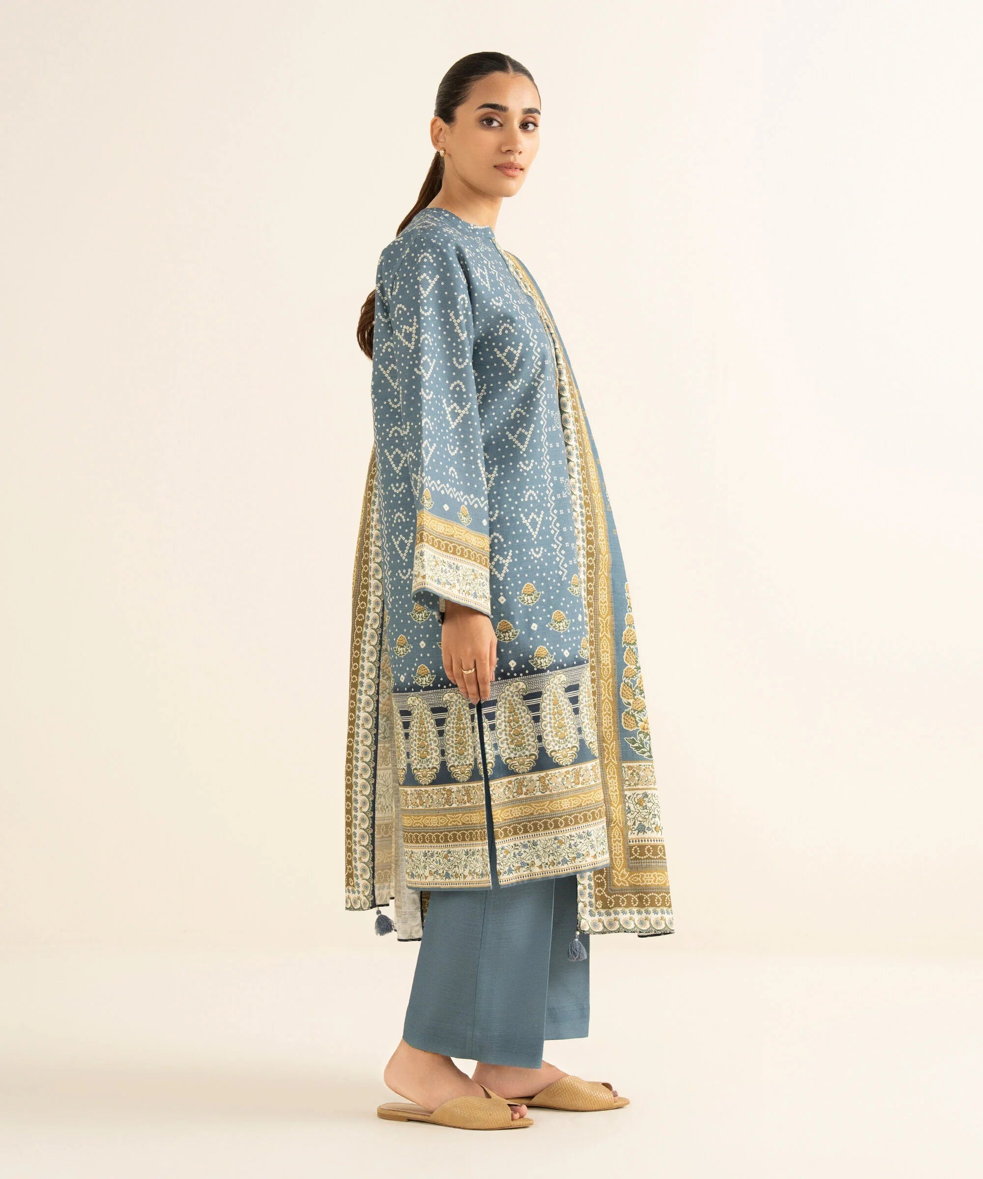 3 Piece - Printed Cotton Suit