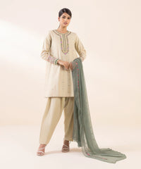 3 Piece - Embroidered Light Khaddar Suit