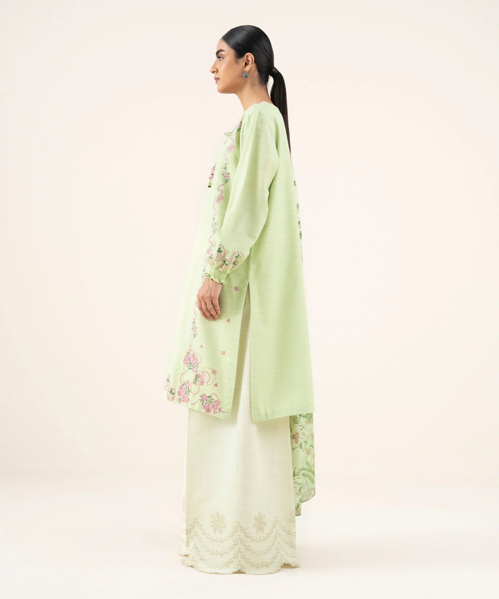 2 Piece - Embroidered Khaddar Suit