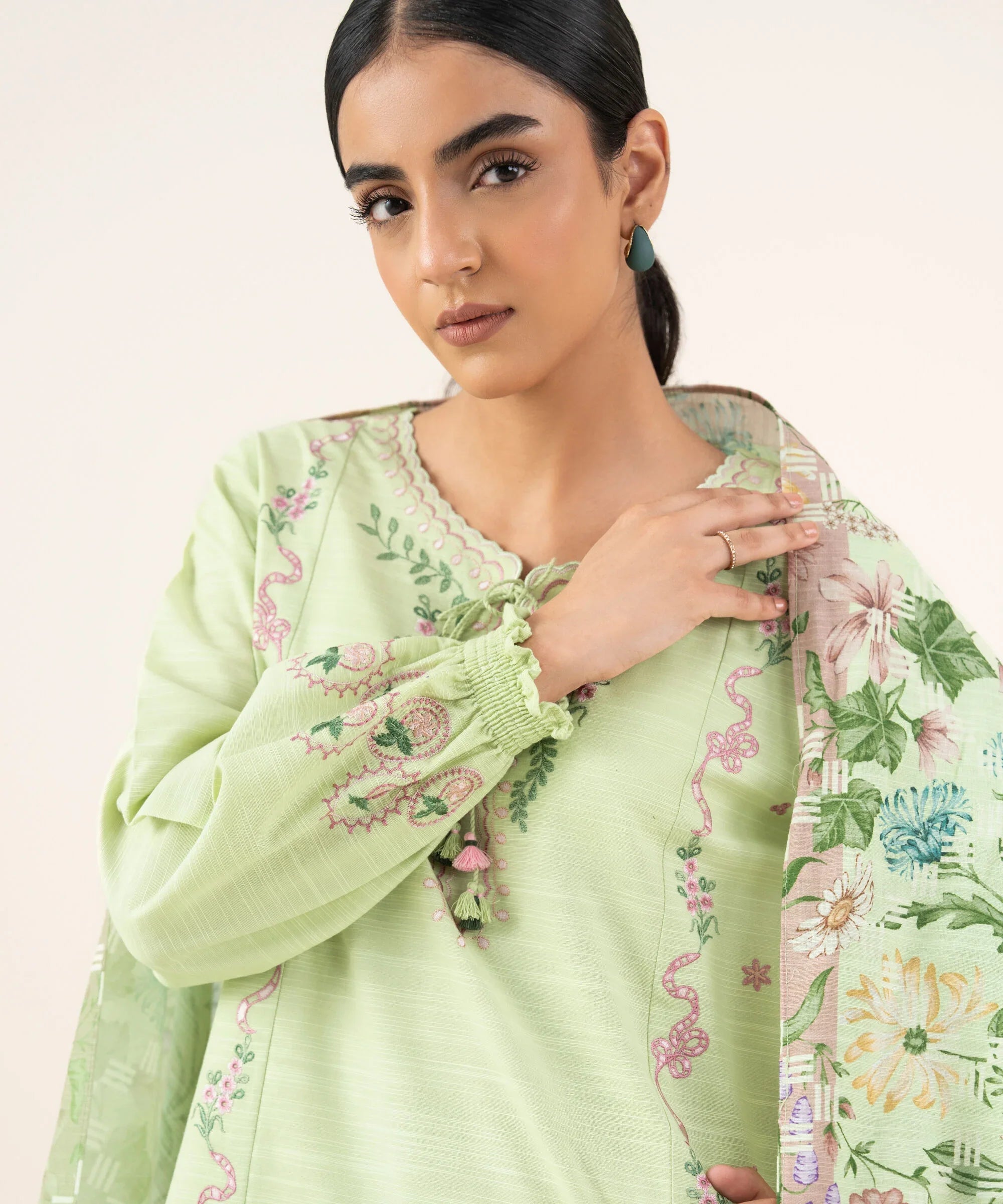 2 Piece - Embroidered Khaddar Suit