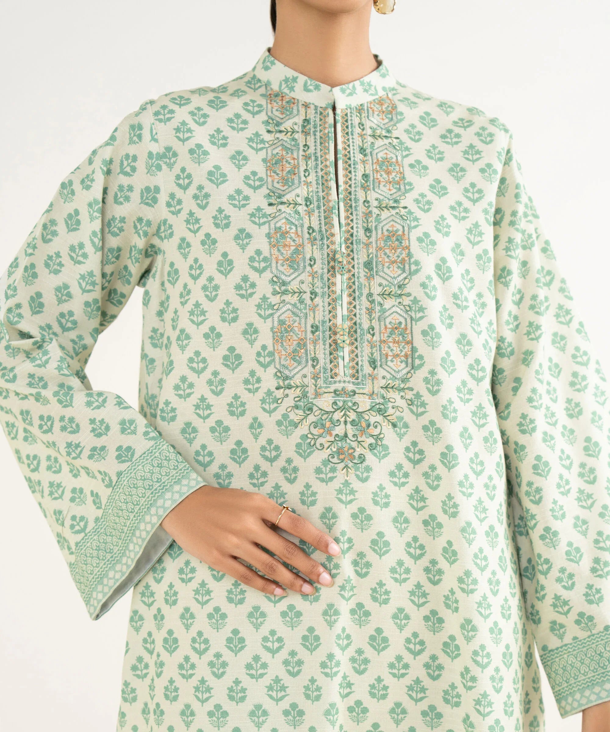 2 Piece - Embroidered Light Khaddar Suit