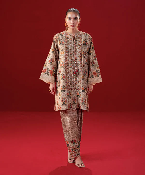 2 Piece - Embroidered Khaddar Suit