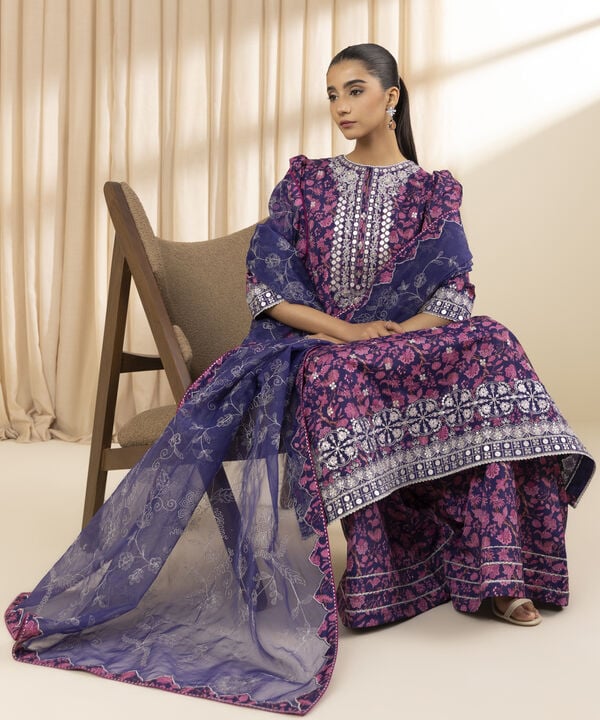 3 Piece - Embroidered Silk Suit