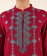 3 Piece - Embroidered Raw Silk Suit
