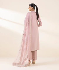 3 Piece - Embroidered Cotton Satin Suit