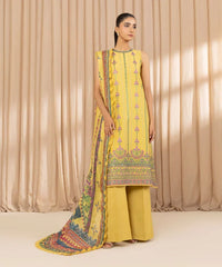 3 Piece - Embroidered Cotton Net Suit