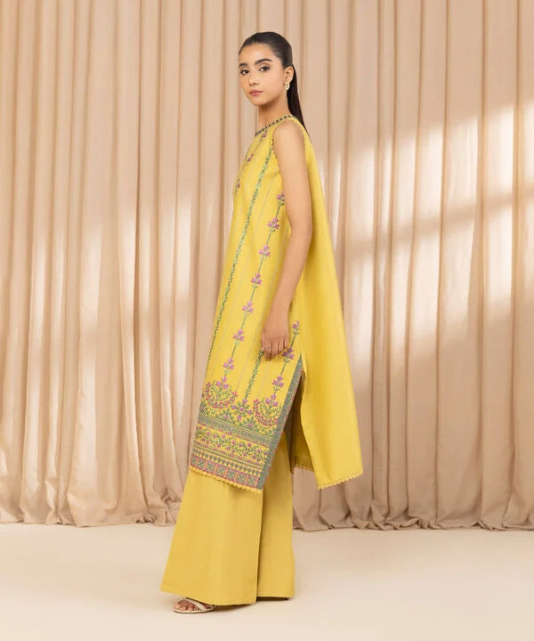 3 Piece - Embroidered Cotton Net Suit