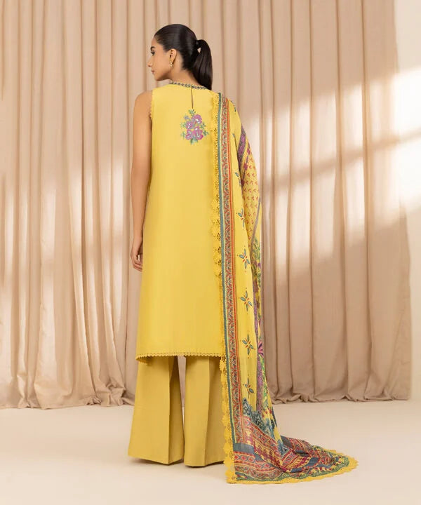3 Piece - Embroidered Cotton Net Suit