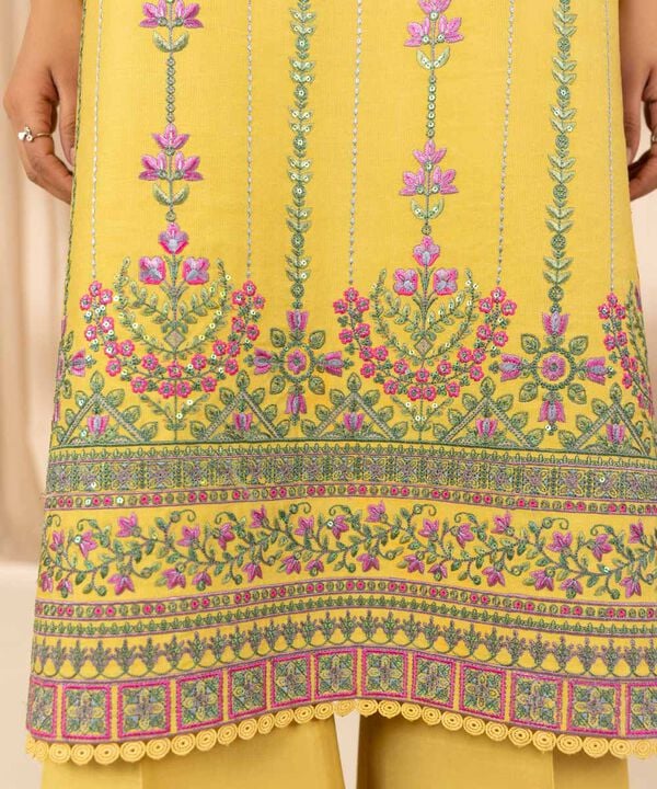 3 Piece - Embroidered Cotton Net Suit