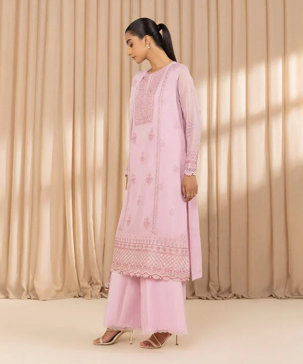 3 Piece - Embroidered Net Suit