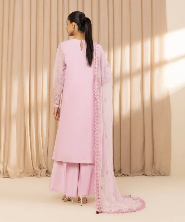 3 Piece - Embroidered Net Suit