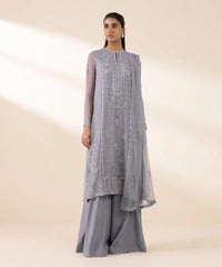 3 Piece - Embroidered Chiffon Suit