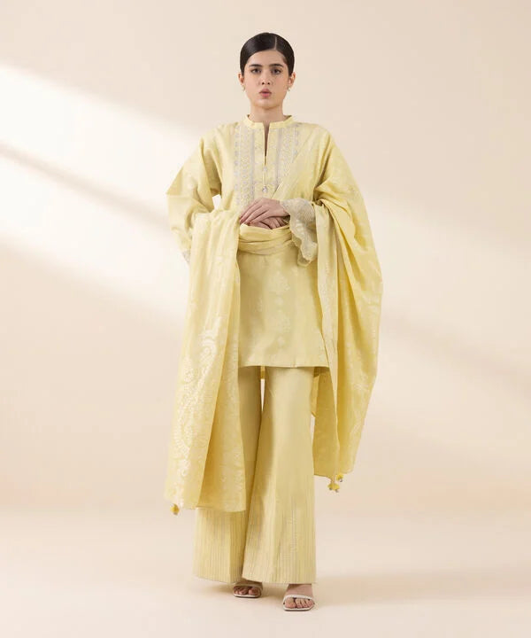 3 Piece - Embroidered Jacquard Suit