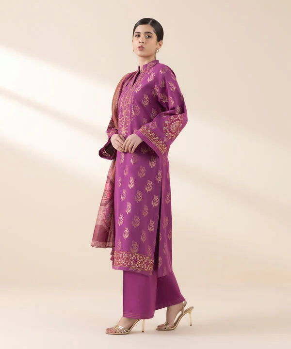 3 Piece - Embroidered Jacquard Suit