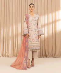 3 Piece - Embroidered Dobby Suit