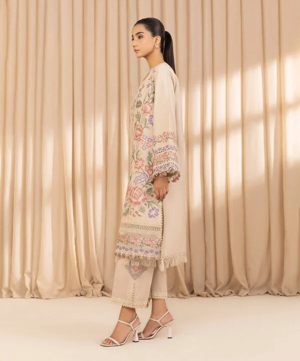 3 Piece - Embroidered Dobby Suit