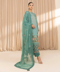 3 Piece - Embroidered Cotton Satin Suit