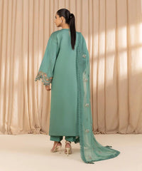 3 Piece - Embroidered Cotton Satin Suit