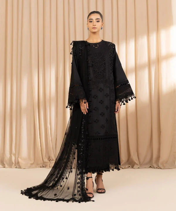 3 Piece - Embroidered Cotton Suit