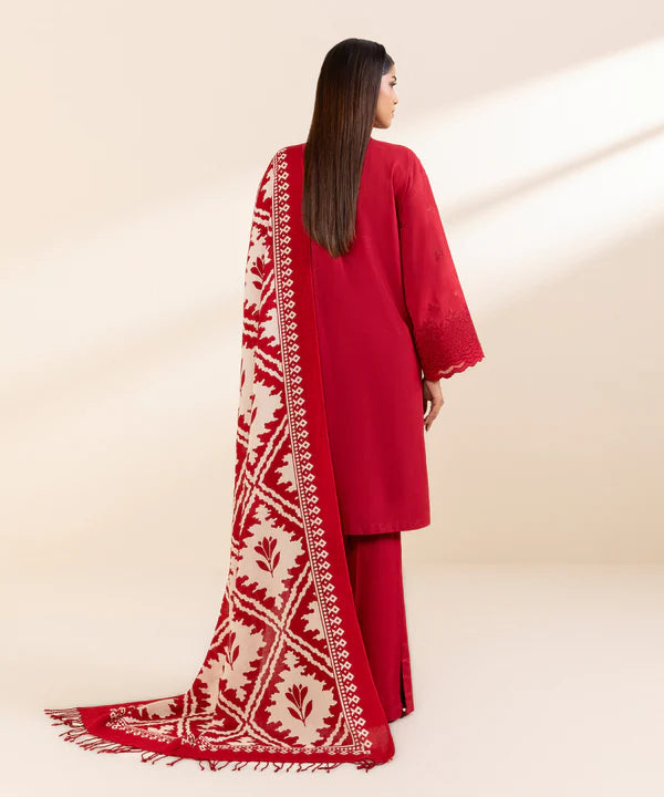 3 Piece - Embroidered Twill Suit