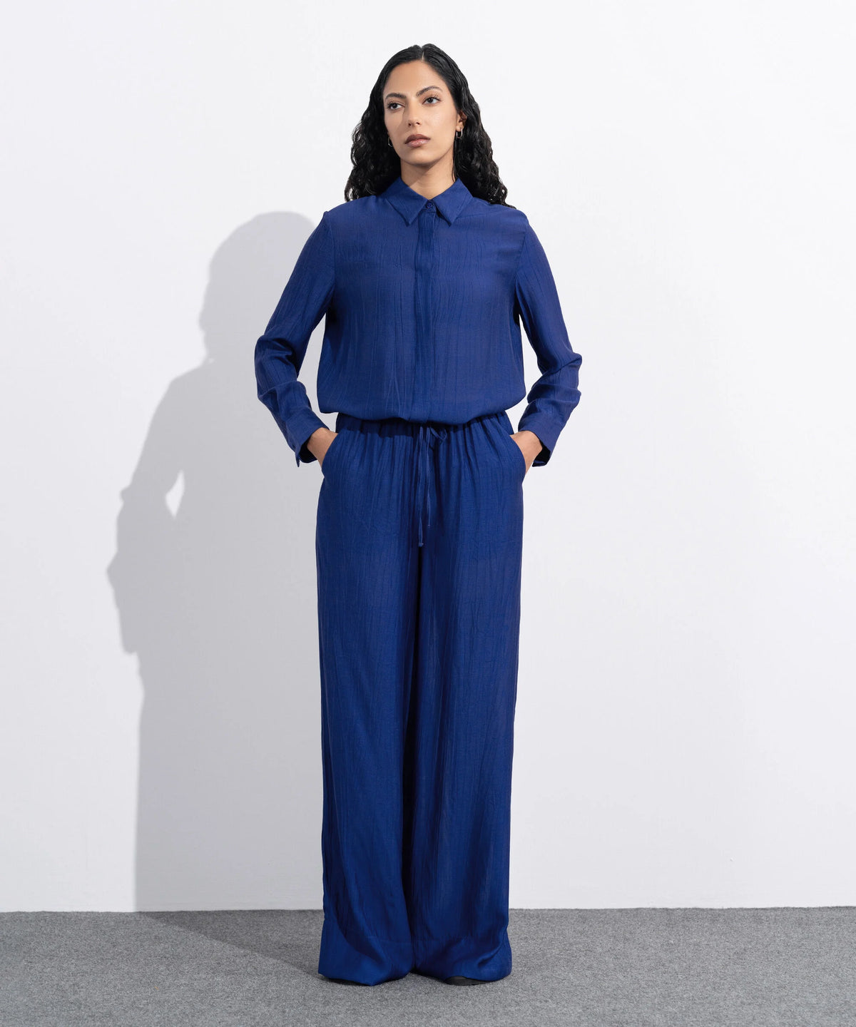 Textured Wide-Leg Trousers