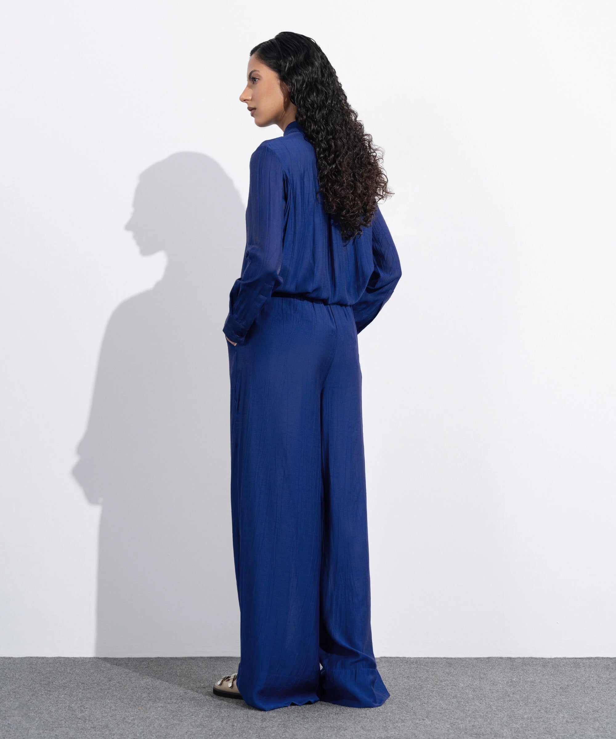 Textured Wide-Leg Trousers